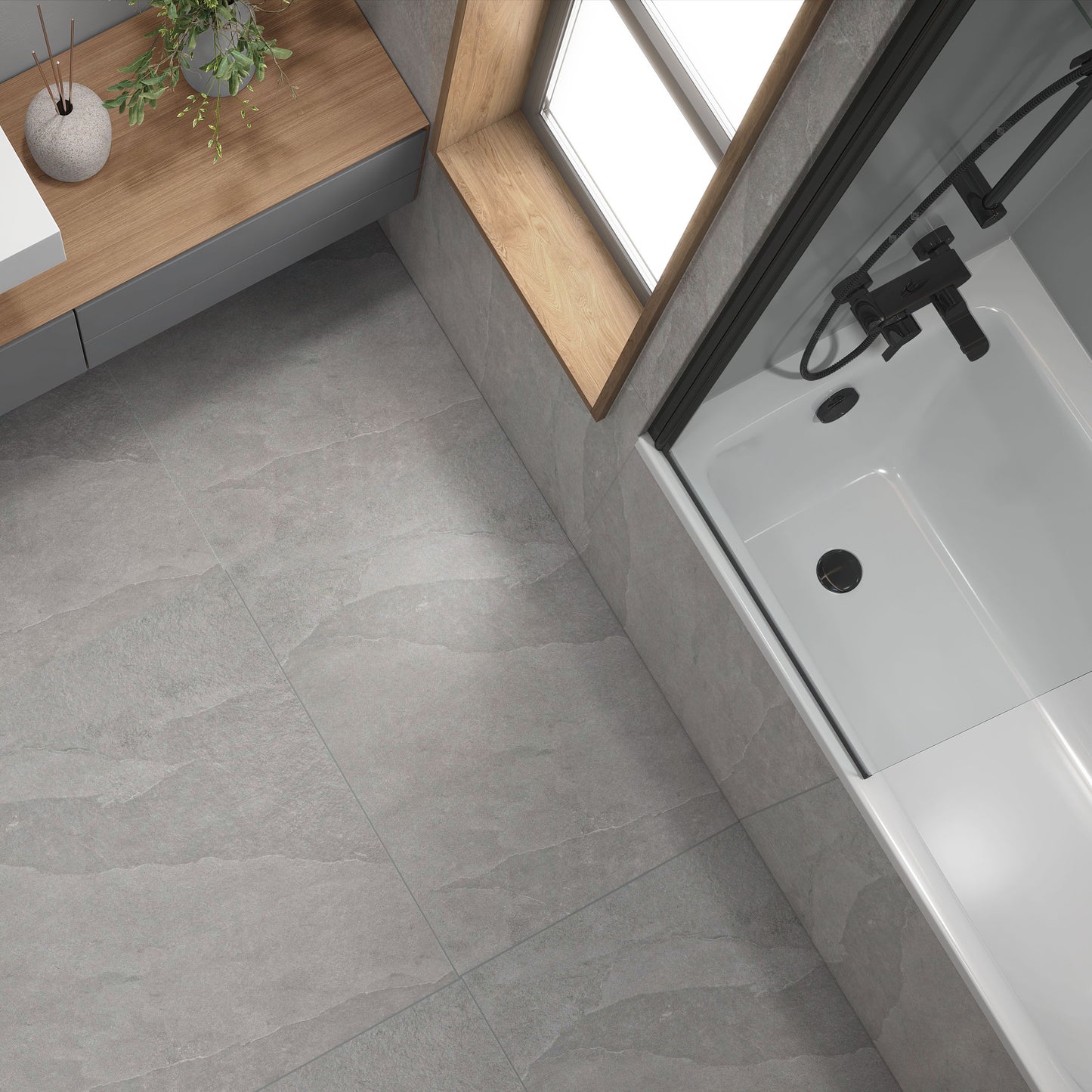 Magma Textured Grey Stone Effect Floor Tile