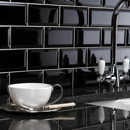 Metro Black Bevelled Edge Wall Tile