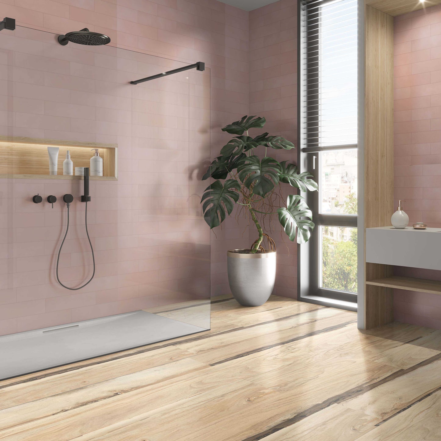 Boston Rose Pink Brick Shaped Wall and Floor Tile