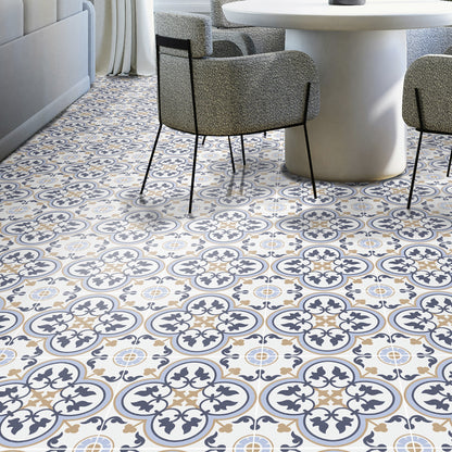 Chichester Blue/Gold Victorian Wall and Floor Tile