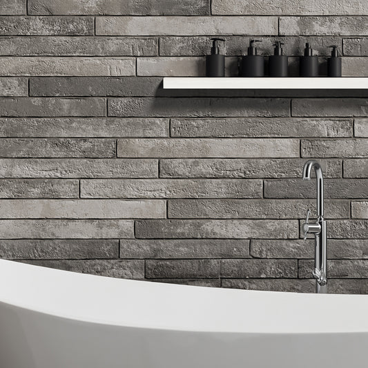 Williamsburg Dark Grey Brick Effect Slim Wall and Floor Tile