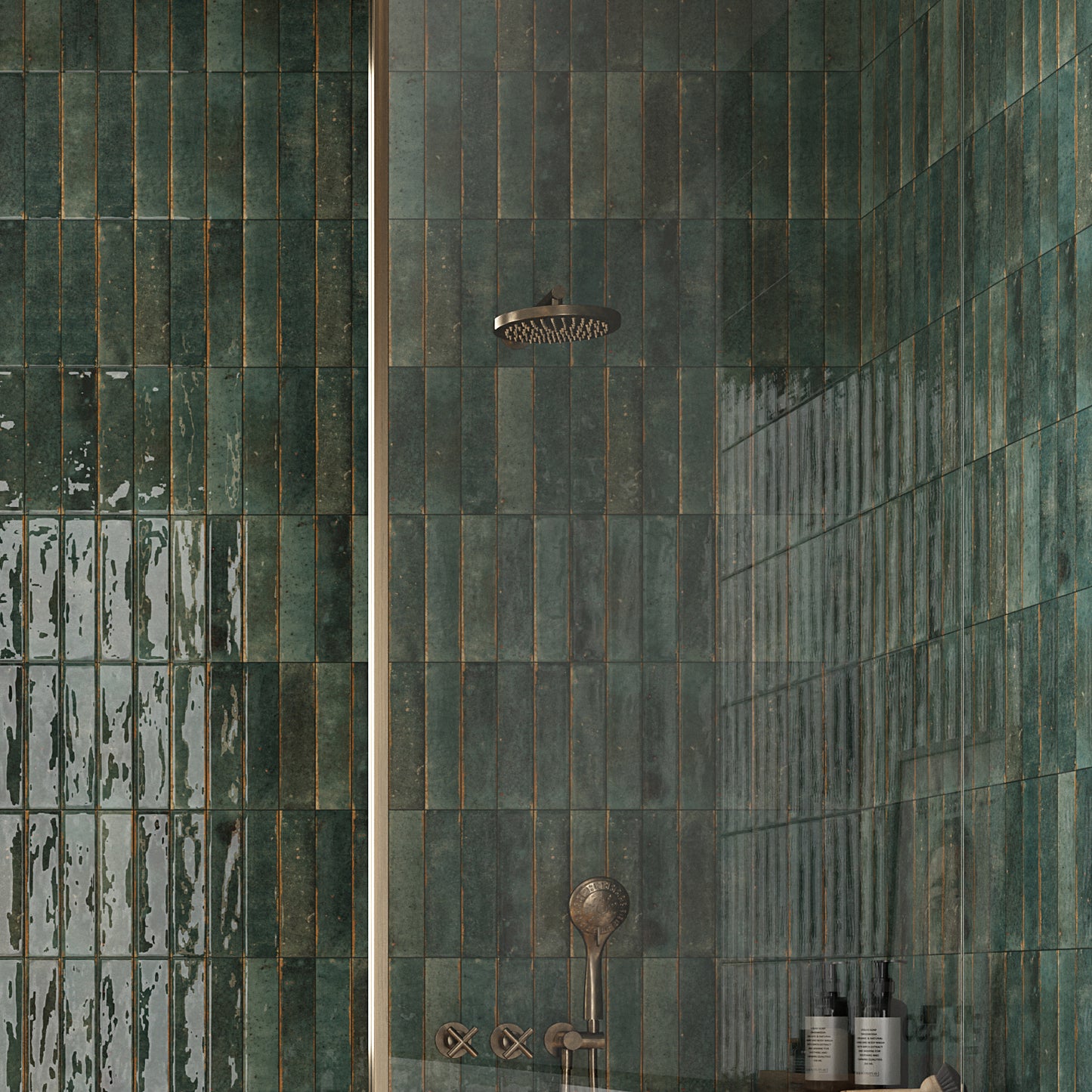 Realm Emerald Green Slim Brick Wall Tile