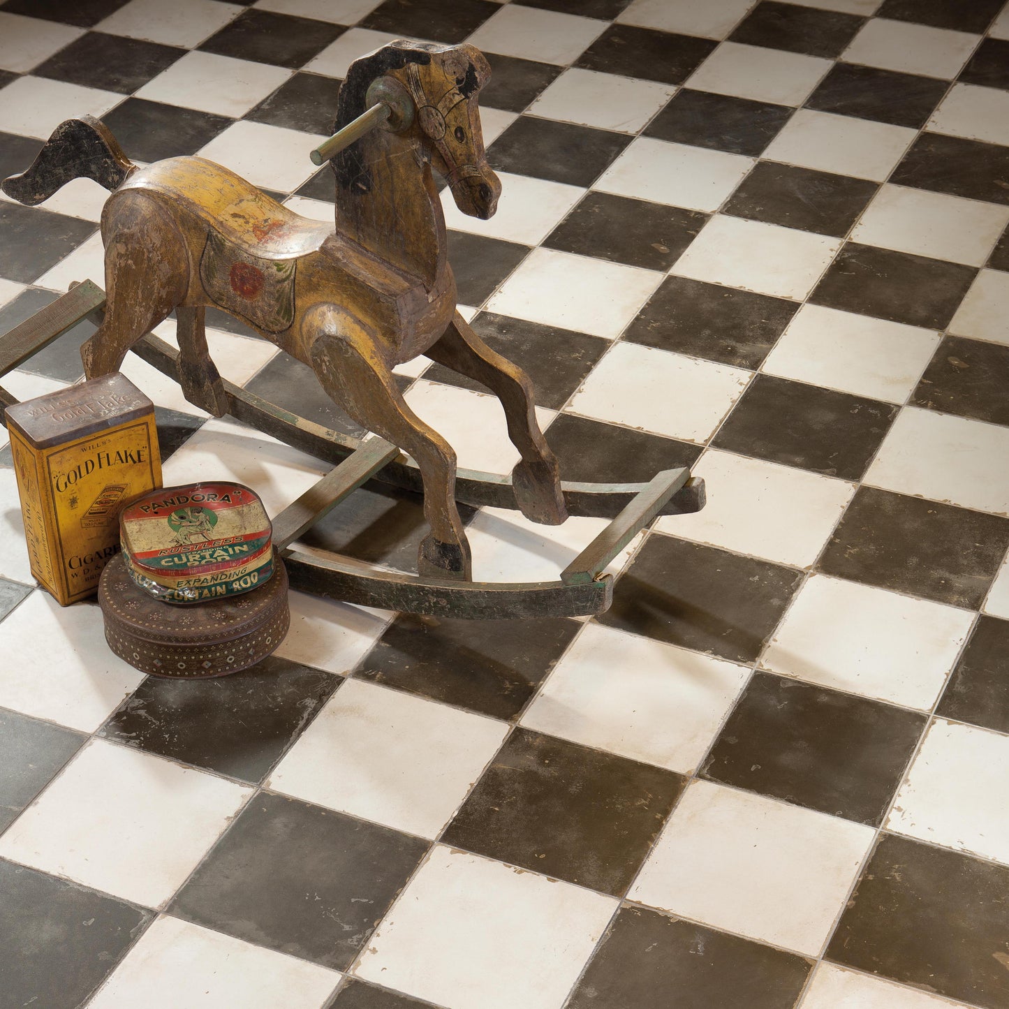 Vintage Chess Black Wall and Floor Tile