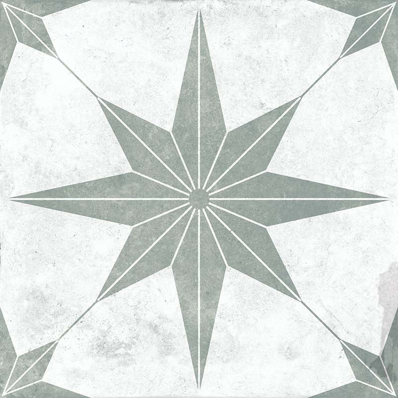 Nautical Star Green and White Wall and Floor Tile