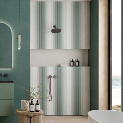 Labyrinth Grey and Green Stripe Wall Tiles