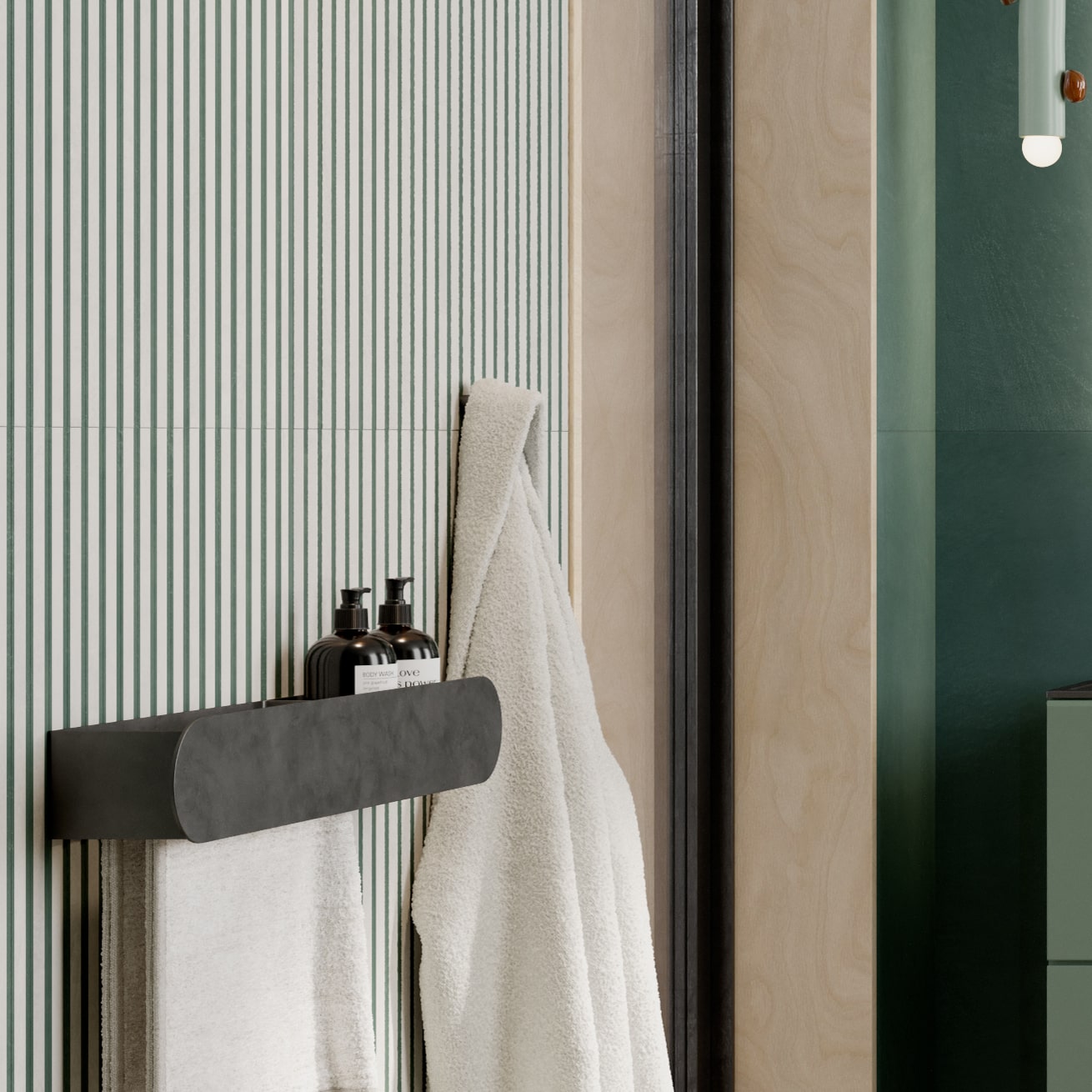 Labyrinth Grey and Green Stripe Wall Tiles