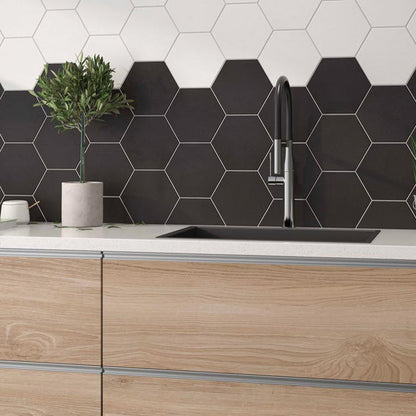 Regent Black Hexagon Wall and Floor Tile