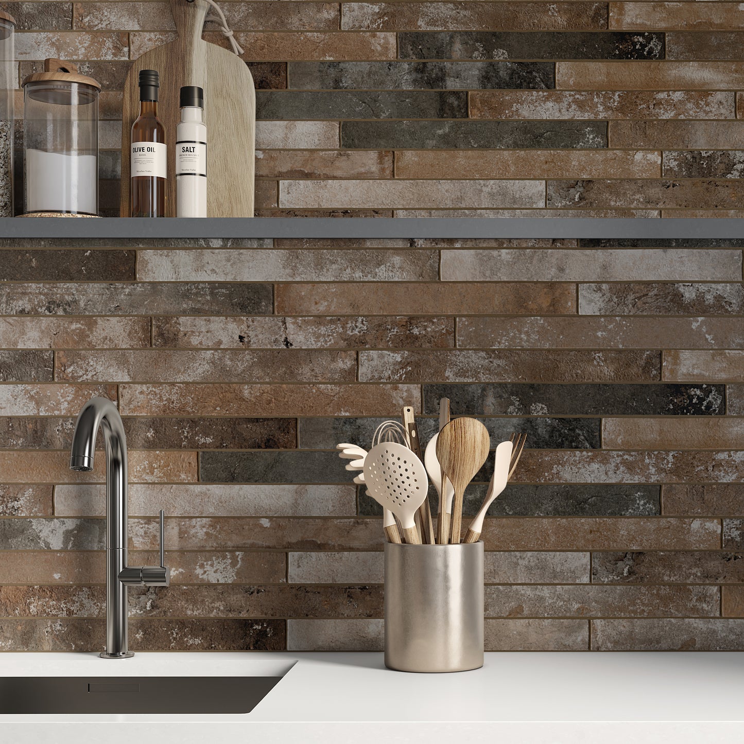 Williamsburg Multicolour Brick Effect Slim Wall and Floor Tile