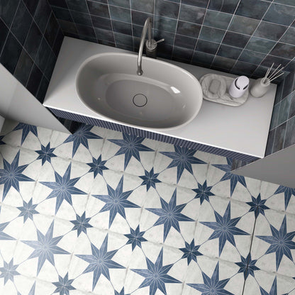 Nautical Star Blue and White Wall and Floor Tile