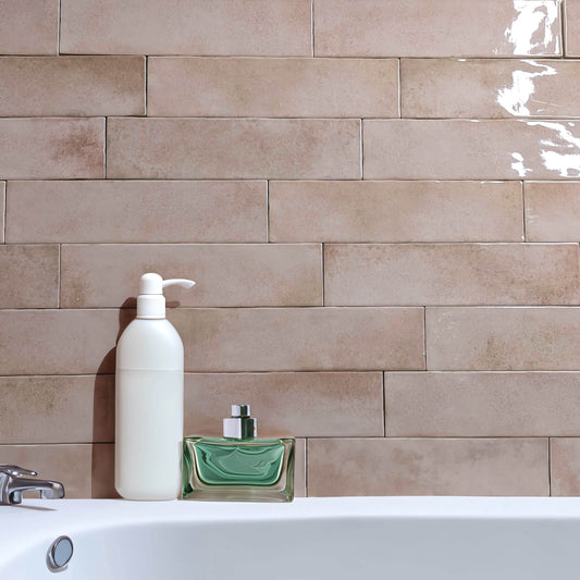 Parker Rose Pink Brick Shape Wall Tile - SAMPLE