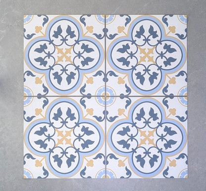 Chichester Blue/Gold Victorian Wall and Floor Tile