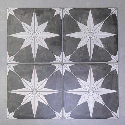 Nautical Star Black Wall and Floor Tile