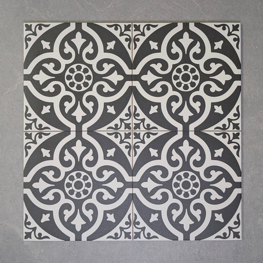 Victoria Black Victorian Floor Tile