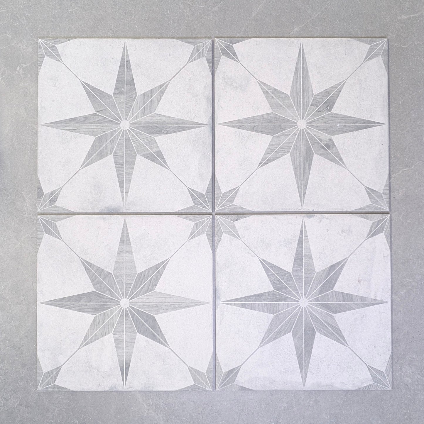 Nautical Star Grey and White Wall and Floor Tile