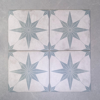 Nautical Star Green and White Wall and Floor Tile