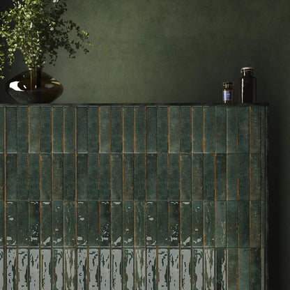 Realm Emerald Green Slim Brick Wall Tile