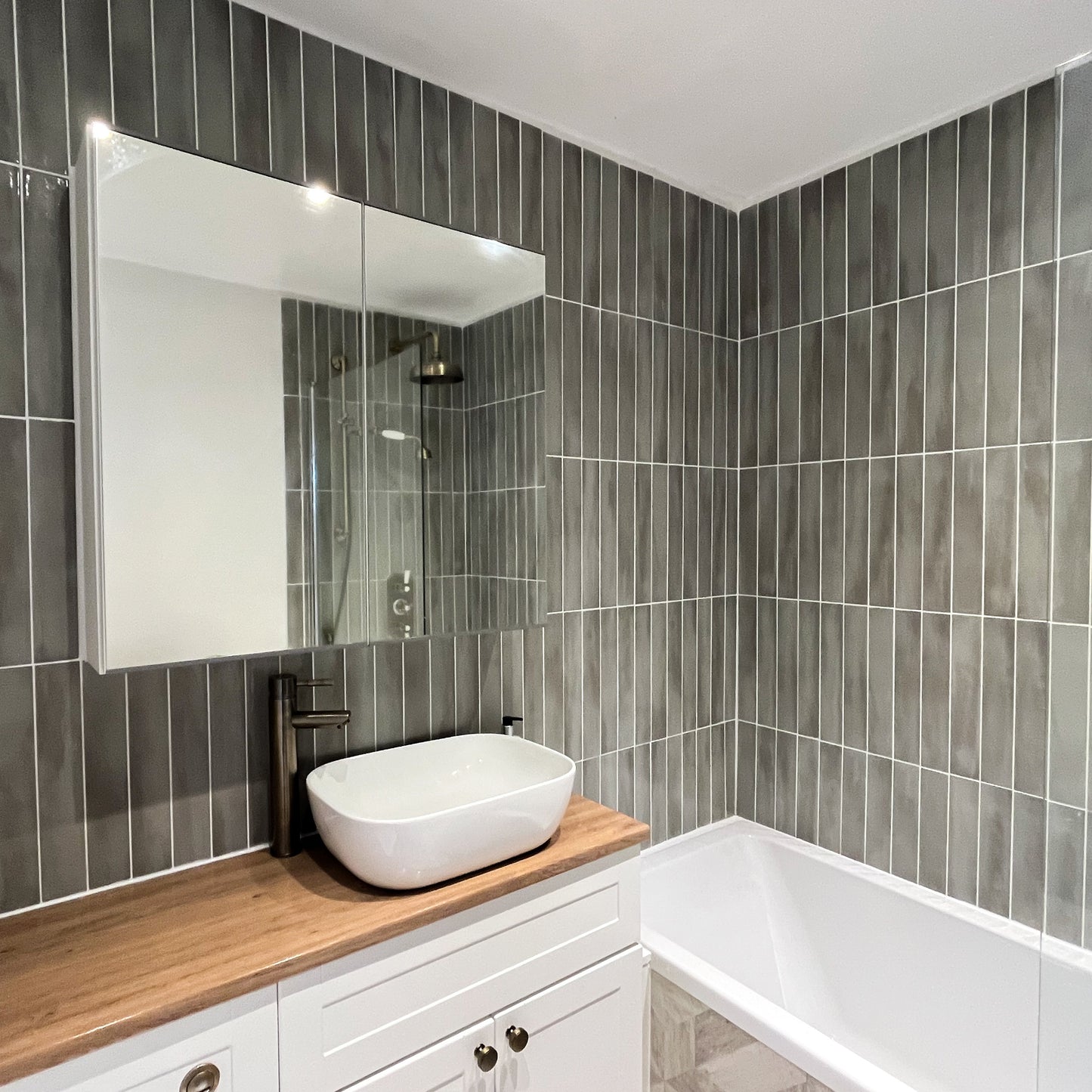 Lacquer Sage Grey Wall Tile