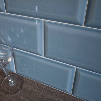 Rustico Blue Gloss Crackle Metro Wall Tile