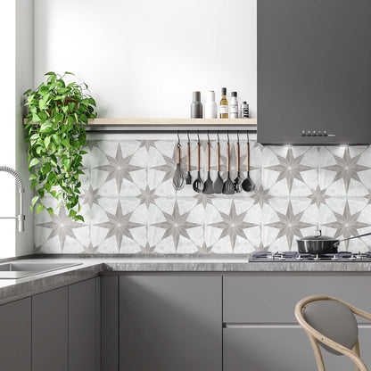 Nautical Star Grey and White Wall and Floor Tile