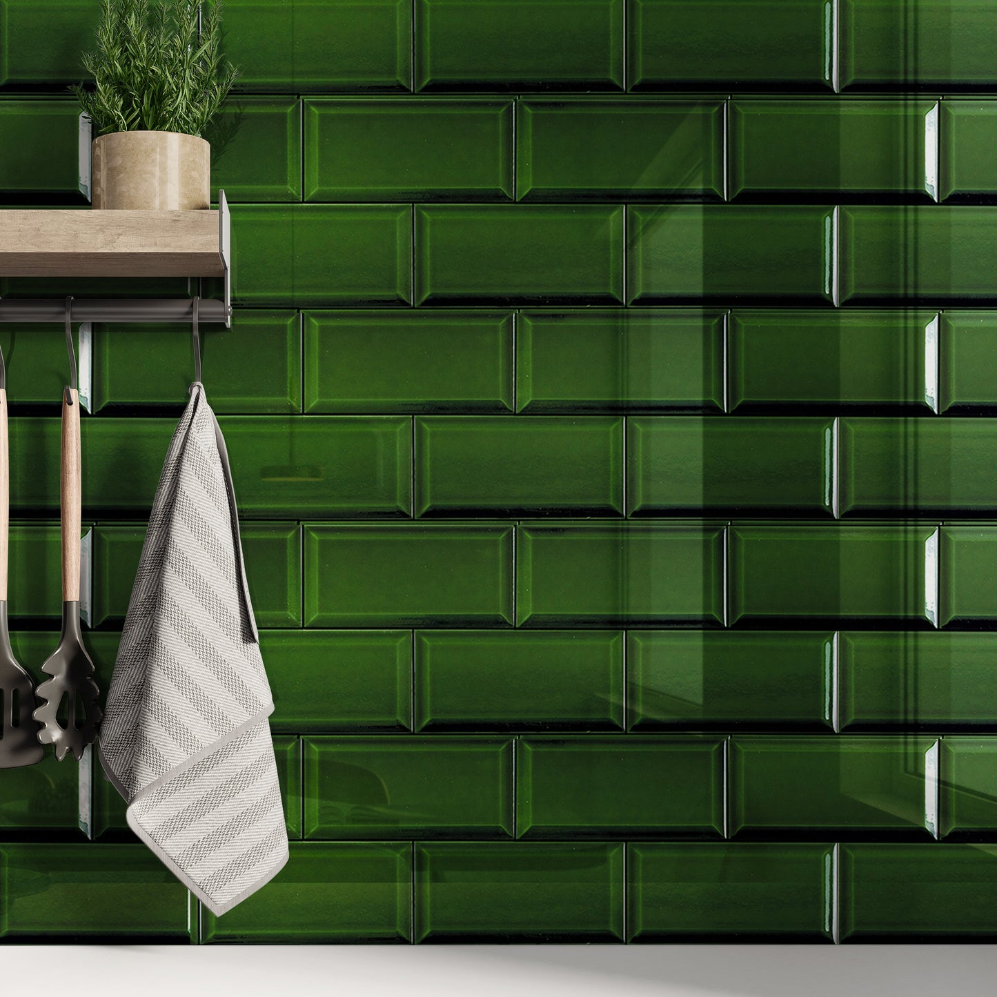 Royal Green Bevelled Metro Wall Tile