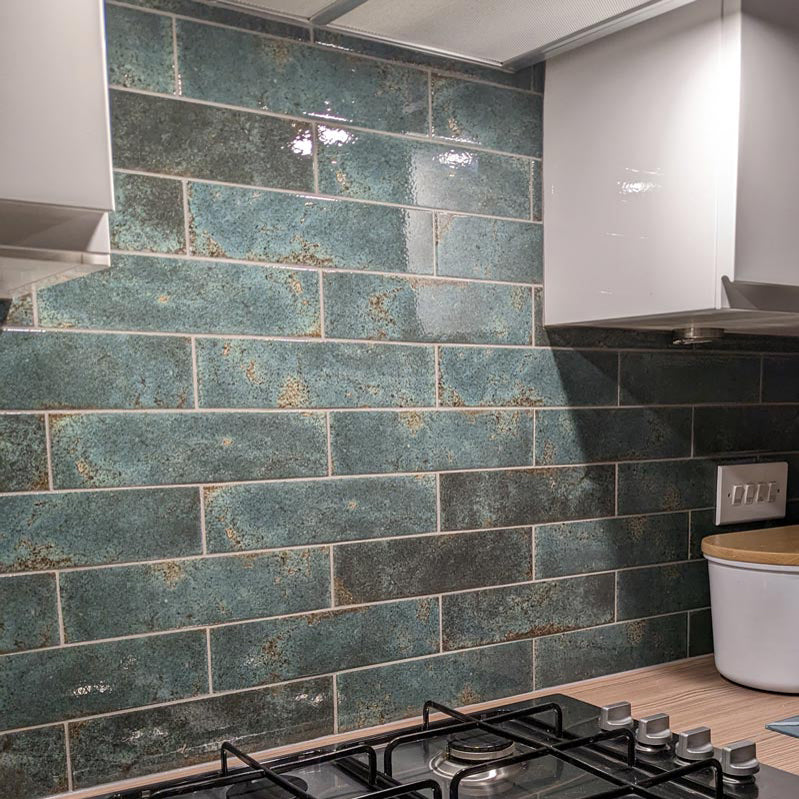 Café Green Brick Shaped Wall Tile