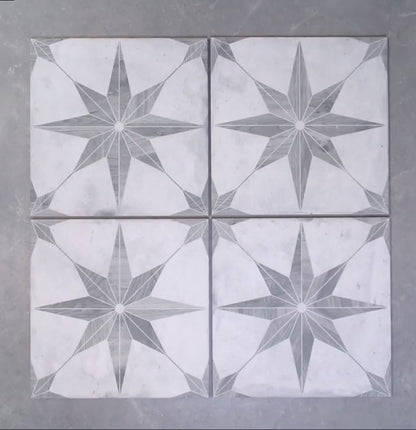 Nautical Star Grey and White Wall and Floor Tile