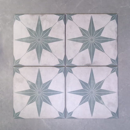 Nautical Star Green and White Wall and Floor Tile