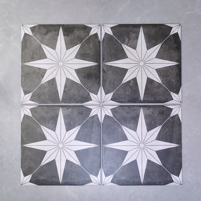 Nautical Star Black Wall and Floor Tile