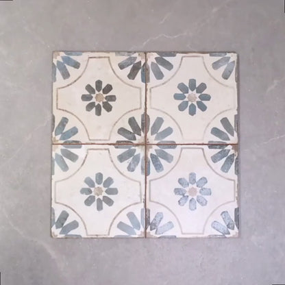 Bouquet Blue Patterned Wall and Floor Tile