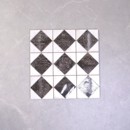 Jewel Black Patterned Wall and Floor Tile