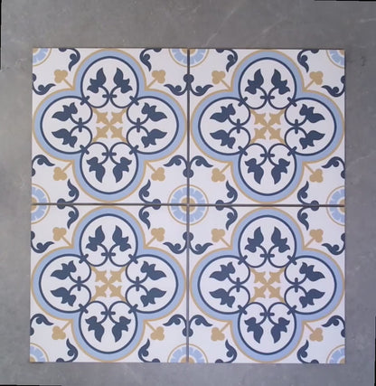 Chichester Blue/Gold Victorian Wall and Floor Tile