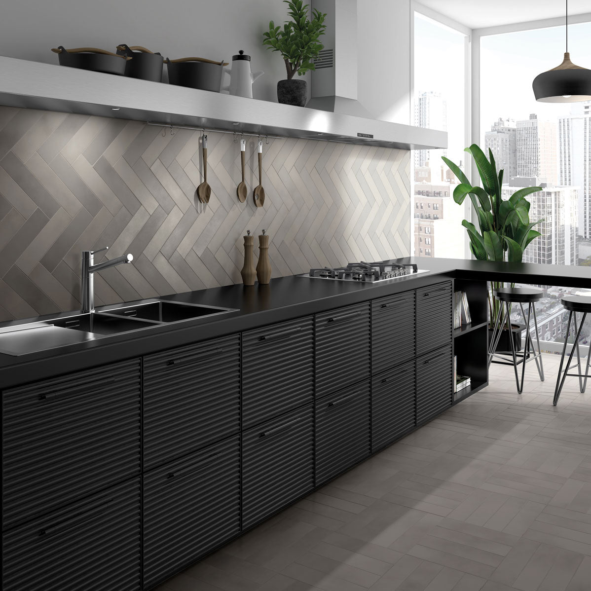 Boston Dark Grey Brick Shaped Wall and Floor Tile