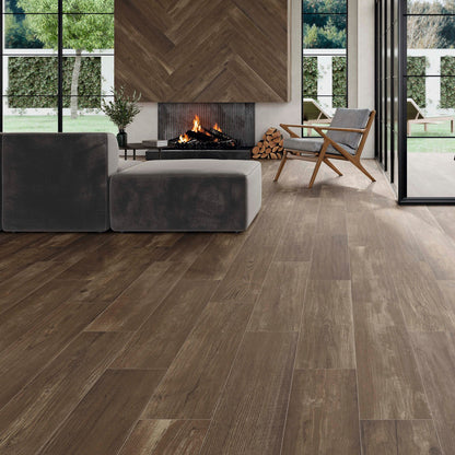 Olaf Dark Wood Effect Wall and Floor Tile