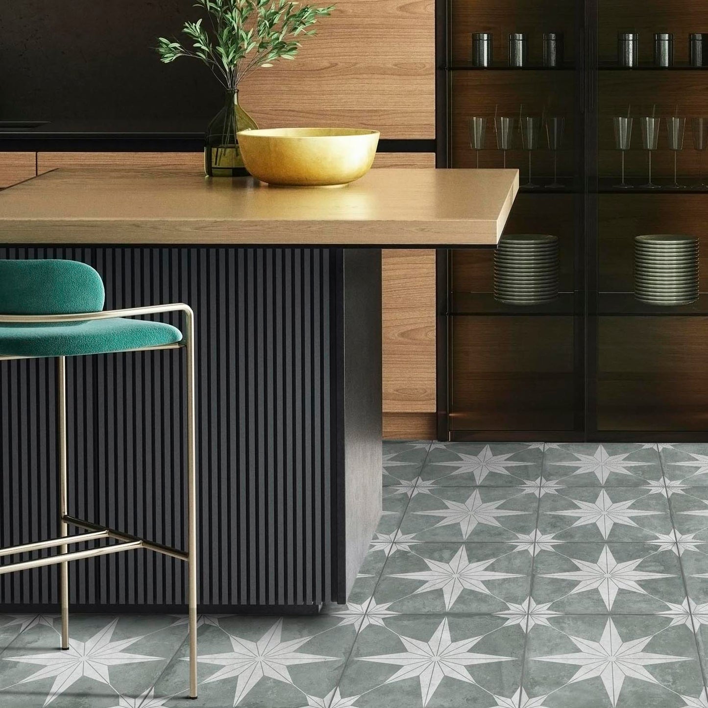 Nautical Star Green Wall and Floor Tile