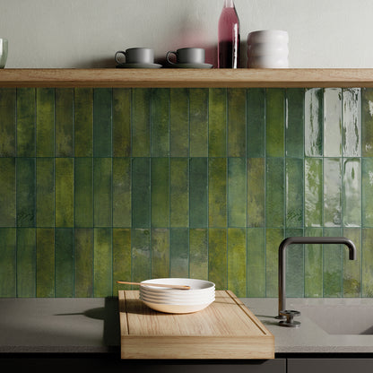 Arizona Green Slim Brick Wall Tile