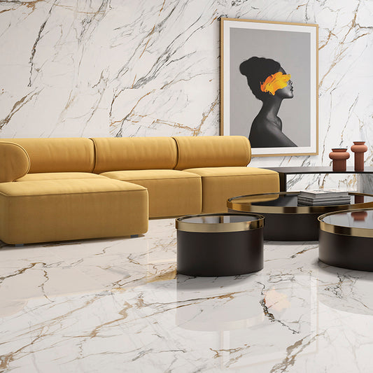 Aris Gold/Grey Marble Effect Extra Large Wall and Floor Tile