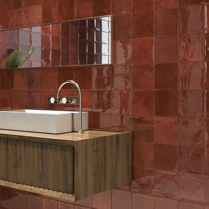 Gemma Ruby Red Square Wall Tile