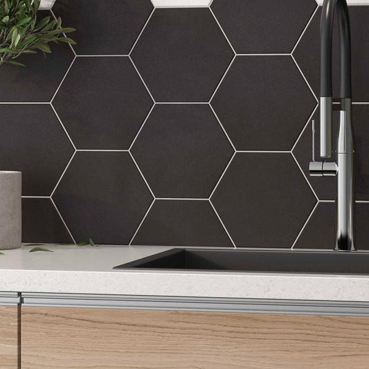 Regent Black Hexagon Wall and Floor Tile