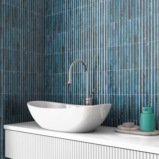 Raphael Blue Fluted Wall Tile