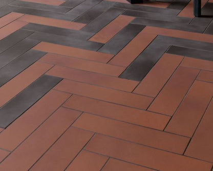 Terracotta and Carbon Slim Brick Shape Wall and Floor Tiles - Boston Range | Tiles360