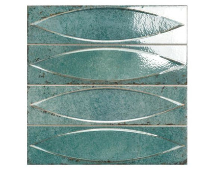 Aqua Green 3D Elongated Oval Design Wall Tile - Contact Range |Tiles360