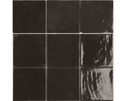 Black Glossy Retro Square Wall Tiles - Gemma Range |Tiles360