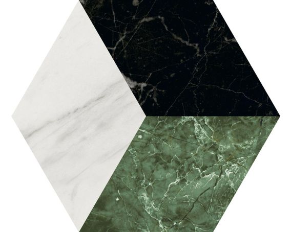 Lucca Green Mix 3D Hexagon Marble Effect Wall and Floor Tile